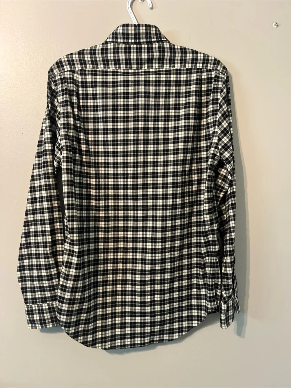 Men’s Polo Ralph Lauren Slim Fit Shirt Black White Checkered Button Up Medium